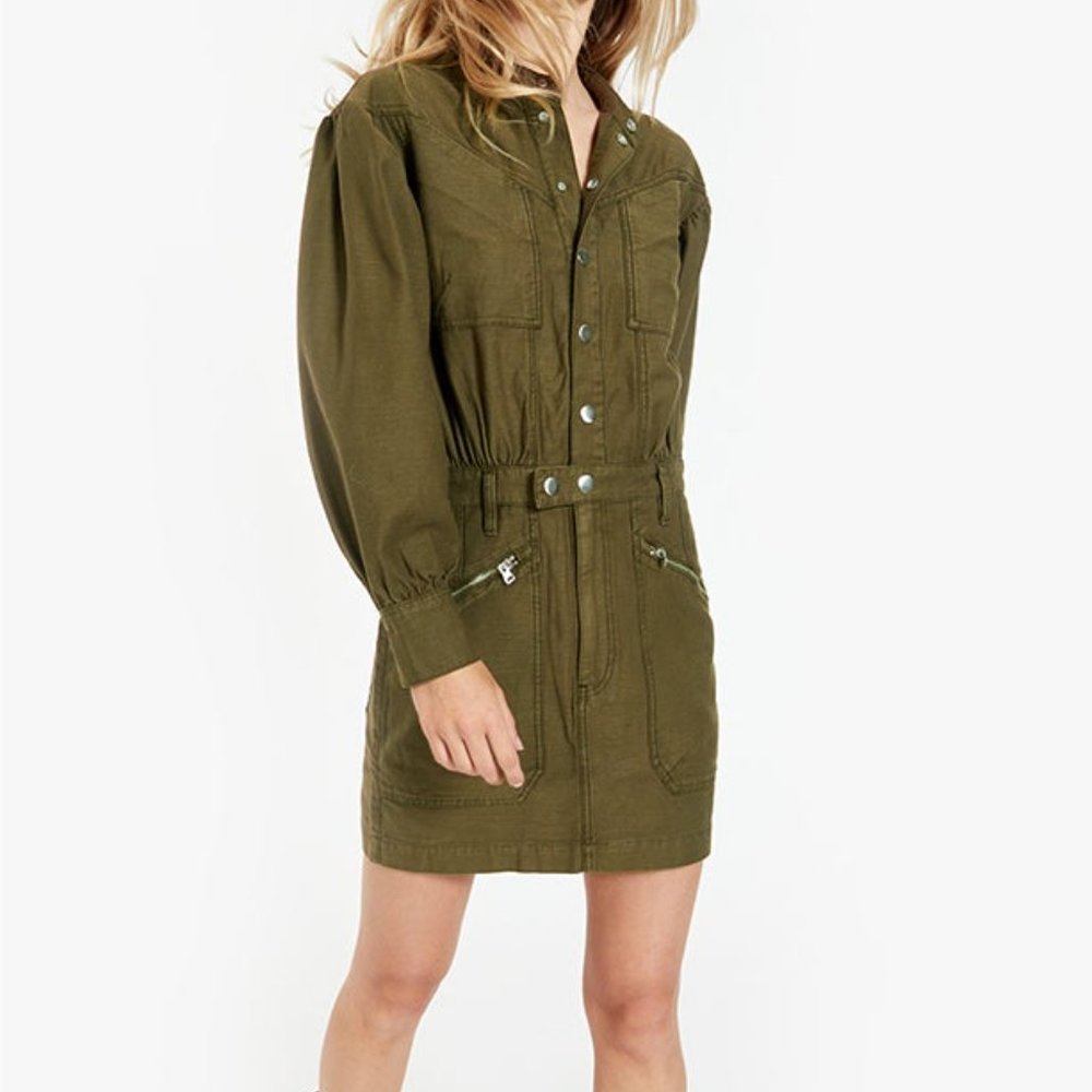FRAME Moto Zip Snap Front Dress - Picture 1 of 11